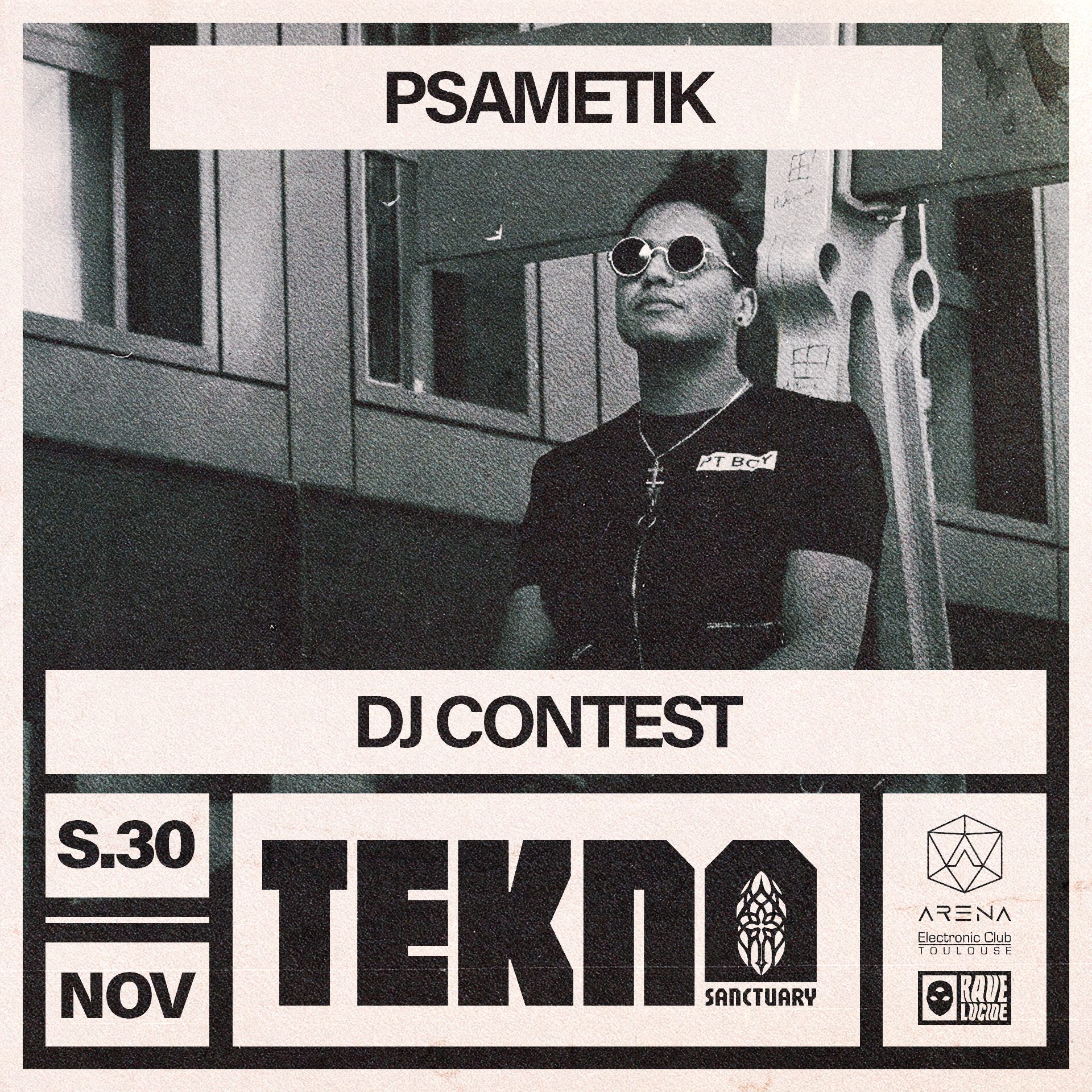 Projet TEKNO SANCTUARY#1 — design graphique par Hugo Giorgi