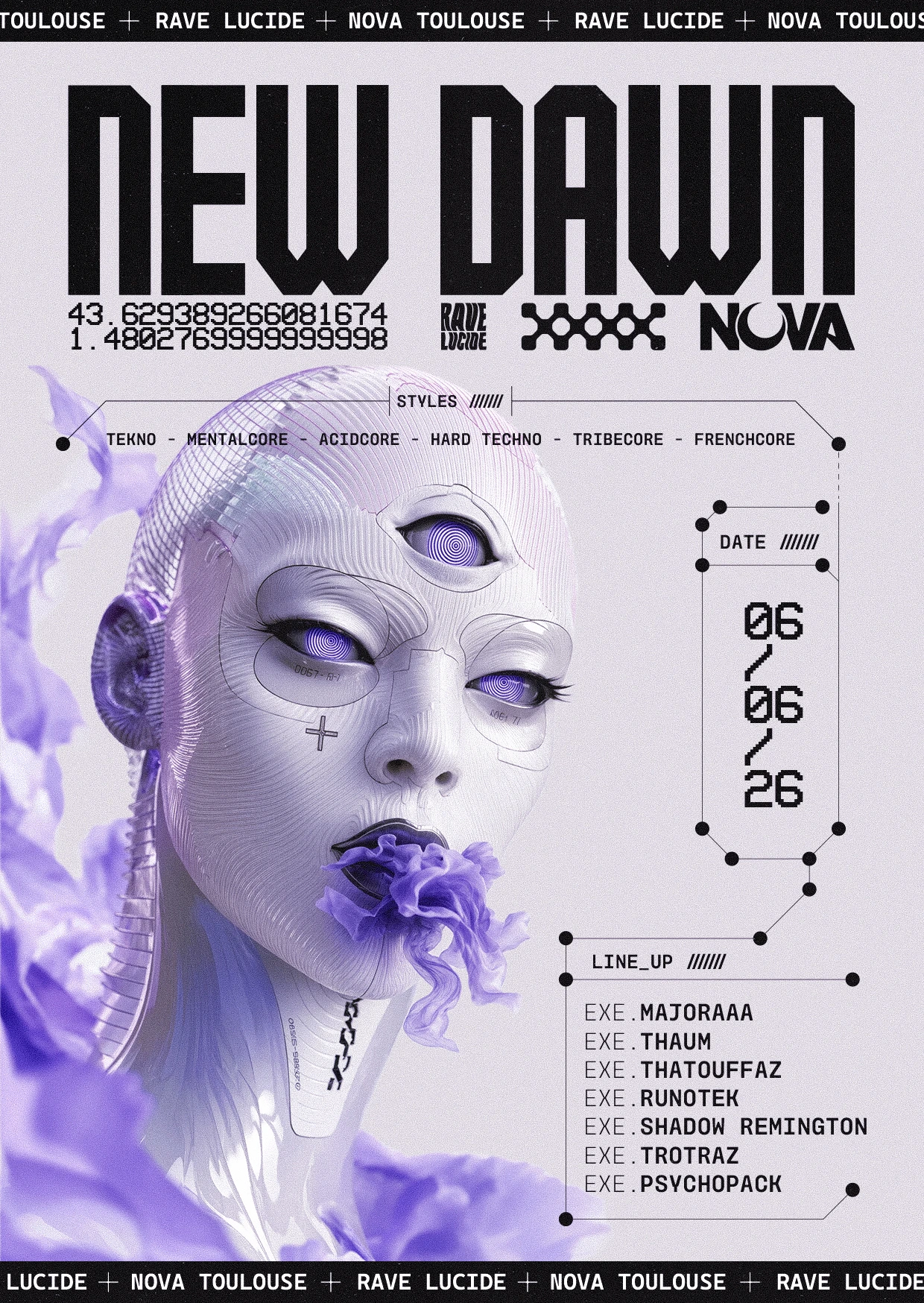 Projet New Dawn - Nova TOULOUSE — design graphique par Hugo Giorgi