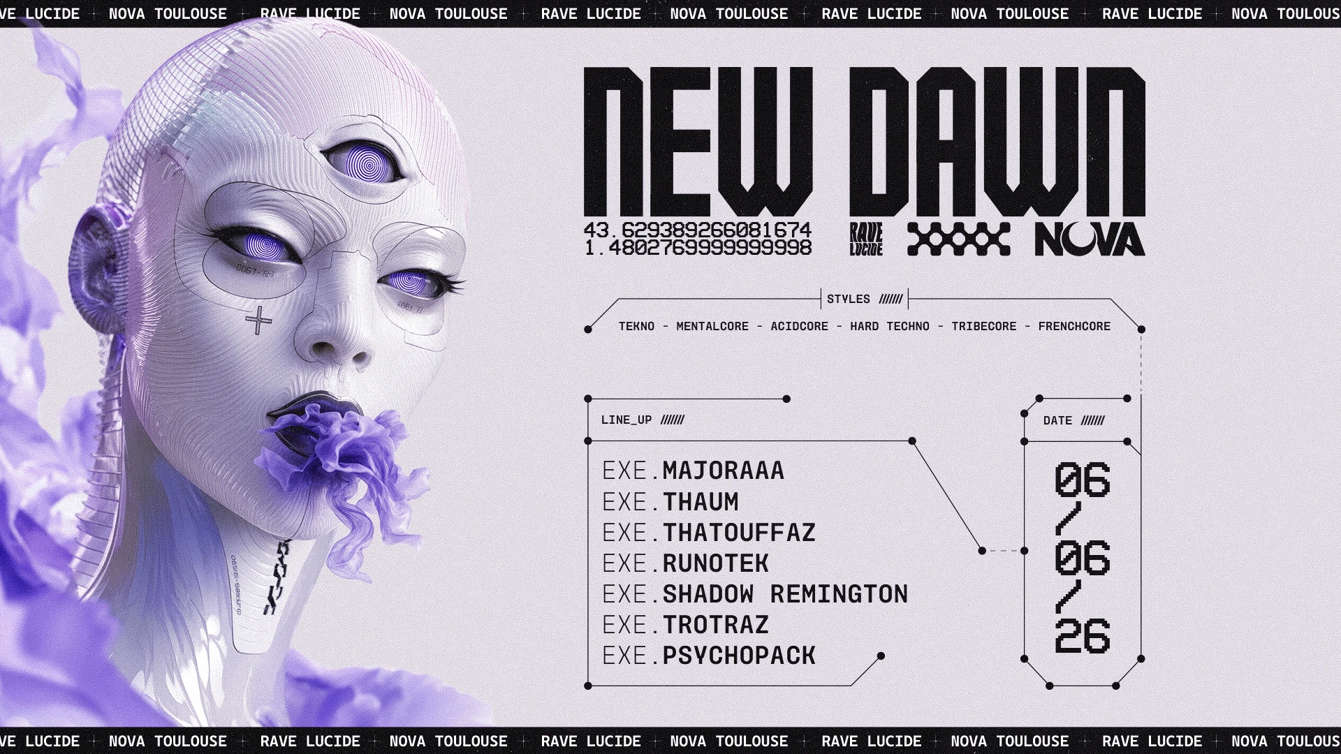 Projet New Dawn - Nova TOULOUSE — design graphique par Hugo Giorgi